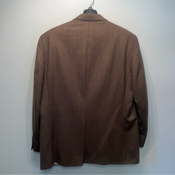 VTG Ralph Lauren Men's Brown Sport Coat 44R HERRINGBONE Jacket LAMBSWOOL Blazer - Picture 5 of 13